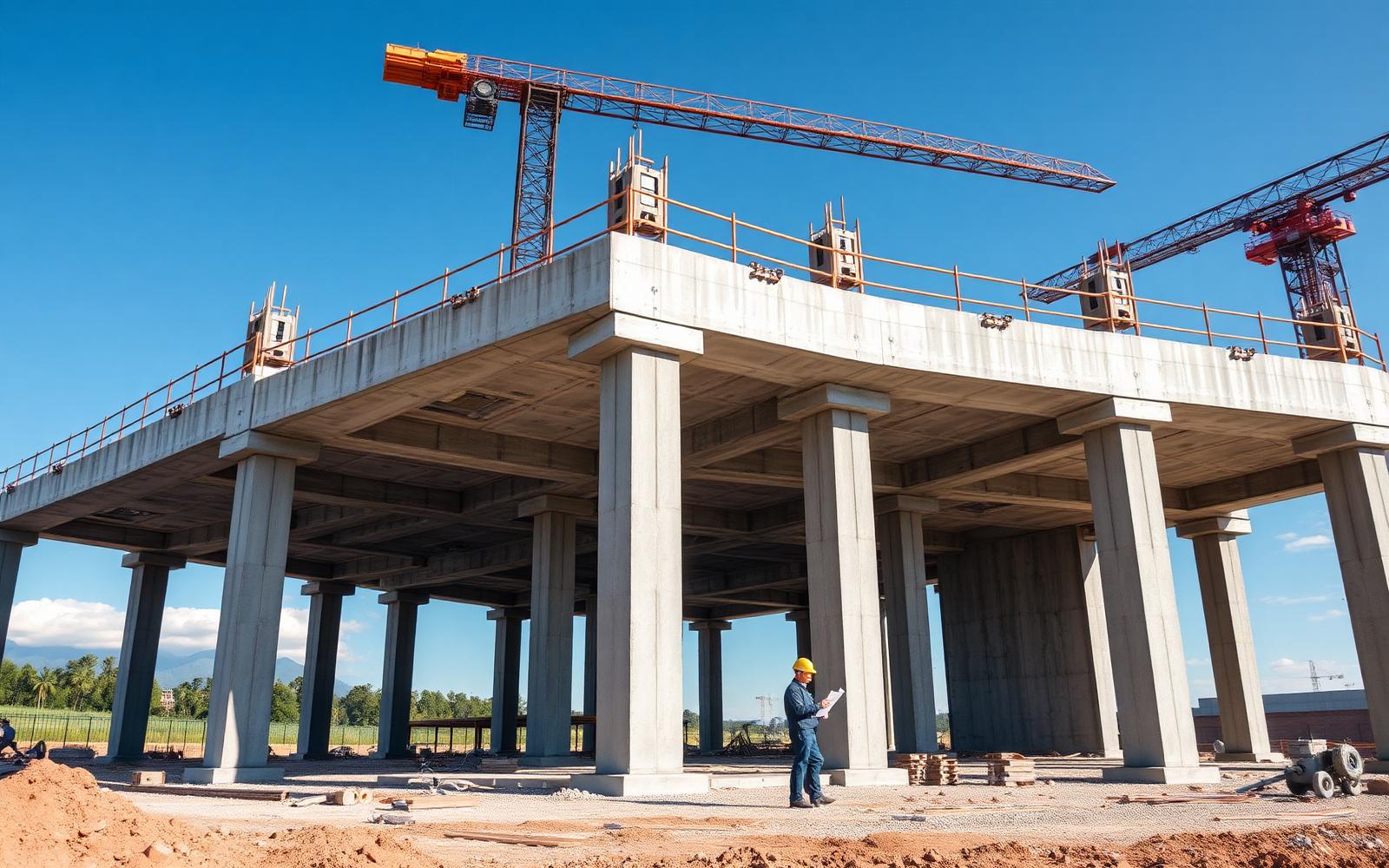 Estrutura de concreto armado em execução
